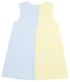 KENNEDY COLORBLOCK DRESS LAKE WORTH YELLOW GINGHAM AND BUCKHEAD BLUE GINGHAM