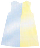 KENNEDY COLORBLOCK DRESS LAKE WORTH YELLOW GINGHAM AND BUCKHEAD BLUE GINGHAM