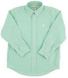 DEAN'S LIST DRESS SHIRT KIAWAH KELLY GREEN WINDOWPANE WITH MULTICOLOR STORK
