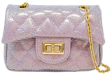 CLASSIC QUILTED SPARKLE MINI PURSE - BABY PURPLE