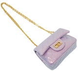 CLASSIC QUILTED SPARKLE MINI PURSE - BABY PURPLE