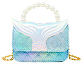MERMAID TAIL PEARL HANDLE BAG - BLUE