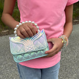 MERMAID TAIL PEARL HANDLE BAG - BLUE