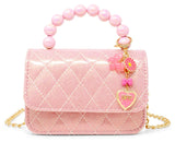 QUILTED BFF BLOSSOM PEARL HANDLE HANDBAG - PINK LEMONADE