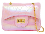 SHINY DOTTED HEART CLASSIC HANDBAG - PINK