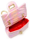 SHINY DOTTED HEART CLASSIC HANDBAG - PINK