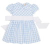 CINDY LOU SASH DRESS BEALE STREET BLUE CHECK WITH WORTH AVENUE WHITE