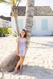 RUTHIE DAY DRESS - HAPPY HUES SEERSUCKER WITH BEALE STREET BLUE