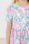 HYDRANGEA SHORTSLEEVE POCKET TWIRL DRESS