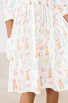 SUNNY BUNNIES 3 /4 SLEEVE POCKET TWIRL DRESS