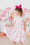 ROSETTES SHORTSLEEVE POCKET TWIRL DRESS
