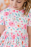 ROSETTES SHORTSLEEVE POCKET TWIRL DRESS