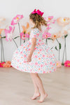 ROSETTES SHORTSLEEVE POCKET TWIRL DRESS