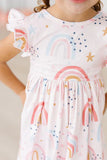 OVER THE RAINBOW FLUTTER SLEEVE TWIRL DRESS