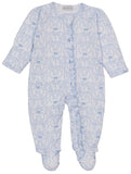 DELICATE BLOOMING BOWS BLUE ZIP FOOTIE