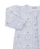 DELICATE BLOOMING BOWS BLUE ZIP FOOTIE