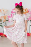 BLOOMING BEAUTY SHORTSLEEVE POCKET TWIRL DRESS