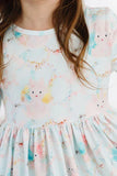 BUNNY DREAMS 3 / 4 SLEEVE POCKET TWIRL DRESS