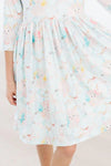 BUNNY DREAMS 3 / 4 SLEEVE POCKET TWIRL DRESS