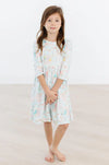 BUNNY DREAMS 3 / 4 SLEEVE POCKET TWIRL DRESS