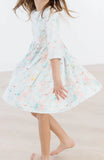 BUNNY DREAMS 3 / 4 SLEEVE POCKET TWIRL DRESS