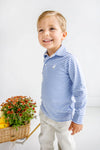 LONG SLEEVE PRIM & PROPER POLO - PARK CITY PERIWINKLE STRIPE