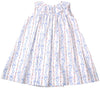 GIRLS BLUE BOWS PRINT SLEEVELESS RUFFLE NECK DRESS