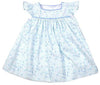 GIRLS AQUA FLORAL FLUTTER SLEEVE DRESS