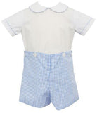 BOYS BUTTON ON SHORTS SET - BLUE CHECK