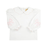 EMMA'S ELBOW PATCH TOP WORTH AVENUE WHITE WITH PALM BEACH PINK