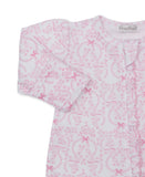 DELICATE BLOOMING BOWS PINK ZIP FOOTIE