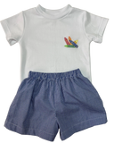EMBROIDERED BACK TO SCHOOL SHORT SET