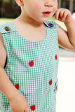 CRITTER JACK KEENE JON JON - GIBSON ISLAND GREEN MINI GINGHAM WITH APPLE EMBROIDERY