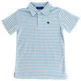 HENRY SHORT SLEEVE STRIPE POLO - BLUE AND WHITE