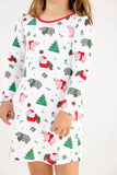 LONG SLEEVE PENNY'S PLAY DRESS - I WANT A HIPPOPOTAMUS WITH RICHMOND RED