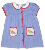 BUTTON FRONT DRESS WITH CRAYON POCKETS