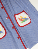 BUTTON FRONT DRESS WITH CRAYON POCKETS