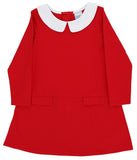 RED KNIT LONG SLEEVE POCKET DRESS