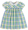 MARY BAKER DAY DRESS POLO FIELD PLAID WITH WORTH AVENUE WHITE