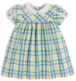 MARY BAKER DAY DRESS POLO FIELD PLAID WITH WORTH AVENUE WHITE
