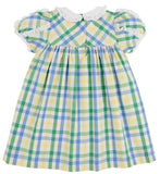 MARY BAKER DAY DRESS POLO FIELD PLAID WITH WORTH AVENUE WHITE