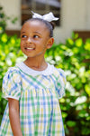 MARY BAKER DAY DRESS POLO FIELD PLAID WITH WORTH AVENUE WHITE