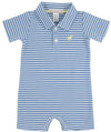 SIR PROPER'S ROMPER BARBADOS BLUE STRIPE WITH BELLPORT BUTTER YELLOW STORK