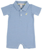 SIR PROPER'S ROMPER BARBADOS BLUE STRIPE WITH BELLPORT BUTTER YELLOW STORK