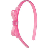 LILES & ROSES THIN BOW PINK SATIN HEADBAND