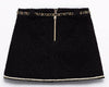 BLACK LAMB WOOL SKIRT WITH BELT