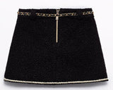 BLACK LAMB WOOL SKIRT WITH BELT