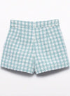 GIRLS LUREX PLAID BERMUDA SHORTS