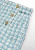 GIRLS LUREX PLAID BERMUDA SHORTS