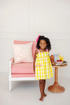 MILLIE DAY DRESS SEASIDE SUNNY YELLOW CHECK WITH HAMPTONS HOT PINK